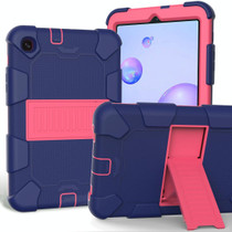 For Samsung Galaxy Tab A 8.4 (2020) Shockproof Two-Color Silicone Protection Case with Holder(Navy+Hot Pink)