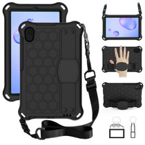 For Galaxy Tab A 8.4(2020) T307 Honeycomb Design EVA + PC Material Four Corner Anti Falling Flat Protective Shell With Strap(Black+Black)