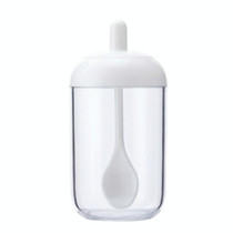 Household Simple Kitchen Round Seasoning Jar with Spoon(White)