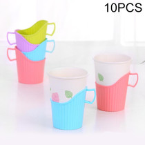 10 PCS Disposable Paper Cup Holder Plastic Anti-scald Heat Insulation Cup Holder Random Color Delivery