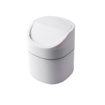 Household Mini Desktop Trash Can Covered Debris Storage Cleaning Cylinder Box, Style:Flip Lip(White)