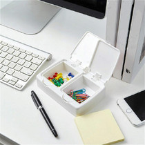 Double Grid Desktop Key-type Storage Box Household Small Objects Dustproof Storage Box with Lid(White)