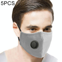 5 PCS for Men Women Washable Replaceable Filter Breath-Valve PM2.5 Dustproof Face Mask(Grey)