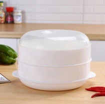 2 PCS Microwave Steamer Cooker Steam Cooking Pot Accessories Vegetables Seafood Steamer, Layers:Double layer