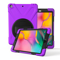 For Galaxy Tab A 10.1 2019 T510/T515   360 Degree Rotation PC + Silicone Protective Case with Holder & Hand-strap(Purple)