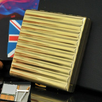 Double-gun Copper Corrugated Cigarette Case, Capacity:20 PCS Gold