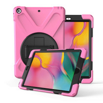 For Galaxy Tab A 8.02019P200/P205  360 Degree Rotation PC + Silicone Protective Case with Holder & Hand-strap(Pink)