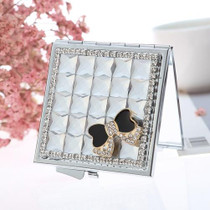 Hand-made Diamond Mini Folding Cosmetic Mirror Portable Mirror Double-side Gem Bow(Clear Crystal)