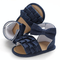 Summer Baby Girl Shoes Cute Crib Breathable Anti-Slip Bowknot Sandals Toddler Soft Soled Shoes, Size:12cm(Dark Blue)