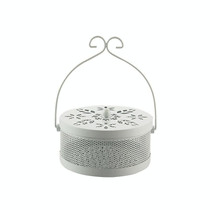 Outdoor Portable Multifunctional Hollow Fireproof Mosquito Coil Box with Lid(White)