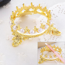Portable Pearls Rack Crown Novelty Home Alloy Tools Stand Nail Art Brush Pen Holder(Gold)