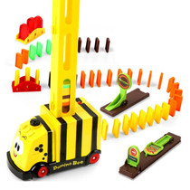 Puzzle Domino Car Electric Train With Sound And Light Music Automatic Licensing Electric Car Toy(Yellow Bee)