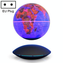 6 inch Rotation Illuminating English Magnetic Levitation Globe Office Crafts Ornaments, EU Plug(Baby Blue)