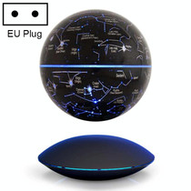 6 inch Rotation Illuminating English Magnetic Levitation Globe Office Crafts Ornaments, EU Plug(Black)