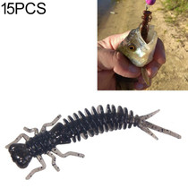 15 PCS 8-color Larvae Silicone Soft Bait Lure Bait, Size:75MM(Black)
