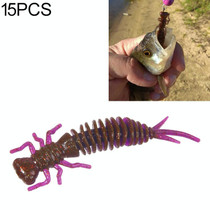 15 PCS 8-color Larvae Silicone Soft Bait Lure Bait, Size:75MM(Purple)