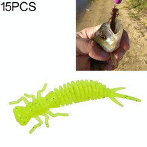 15 PCS 8-color Larvae Silicone Soft Bait Lure Bait, Size:75MM(Fluorescent Green)