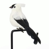 Real Feather Simulation Bird Horticultural Decoration Bird Craft Foam Bird(White)