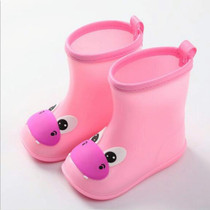 Rubber Children Cartoon Rainshoes Candy Color Rain Boots, Size: Inner Length 15.5cm(Pink Mouthed Hippo)