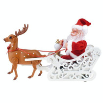 Novelty Creative Elk Sled Santa Claus Doll With Music Electric Universal Car Toy Christmas Gift