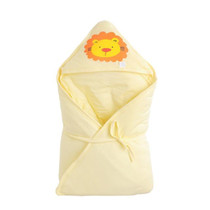 Baby Blanket Cartoon Animal Print Newborn Swaddle Hooded Wrap(Yellow)