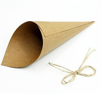 100 PCS Kraft Paper Cone Bouquet Candy Bag Christmas Wedding Party Gift Wrap with Twine, Size:14.5CM(Kraft Paper)