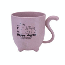 Wheat Straw Animal Cartoon Cat Tail Children's Cup Cute Wind Creative Coffee Cup Milk Four-legged Cup(Pink)