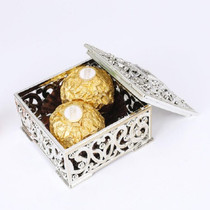 12 PCS Mini Candy Box Openwork Pattern Square Gift Box, Size:6x6x3.2cm(Silver)