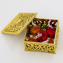 12 PCS Mini Candy Box Openwork Pattern Square Gift Box, Size:6x6x3.2cm(Glod)