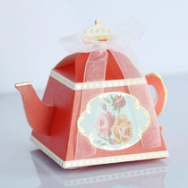 50 PCS Creative Hot Teapot Shape Wedding Candy Box Afternoon Tea Pastry Box(Red)