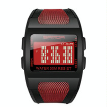 SANDA 222 Men Sports Outdoor Mountaineering Digital Electronic Watch Square Multi functional Waterproof Watch(Red)