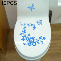 10 PCS Butterfly Flower Vine Bathroom Wall Stickers Home Decoration Wallpaper Wall Decals For Toilet Decorative Sticker(Blue)