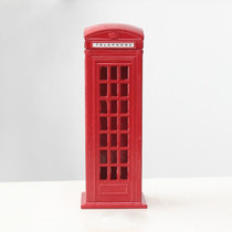 Retro Tin Alloy Telephone Booth Postbox Piggy Bank Decoration(Telephone Booth)