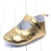 Baby Girl First Walkers PU Leather Cute Princess Crib Shoes(Gold)