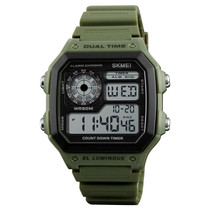 SKMEI 1299 Multifunctional Outdoor Sports Noctilucent Waterproof Digital Display Wrist Watch (Army Green)