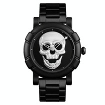 SKMEI 9178 Skull Pattern Multifunctional Outdoor Men Fashion Waterproof Quartz Wrist Watch (Silver)