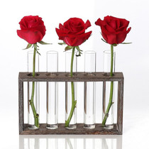 Creative Simple Coffee Shop Interior Desktop Decoration Decoration Transparent Hydroponic Glass Test Tube Vase, Type:3-Hole Wooden Frame