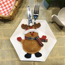 Elk Pattern Tableware Knife Fork Pocket Cover Bag Christmas Decoration