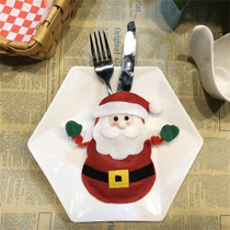 Santa Claus Pattern Tableware Knife Fork Pocket Cover Bag Christmas Decoration