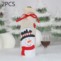 2 PCS CX20215 Snowman Pattern Wine Bottle Bag Christmas Decoration