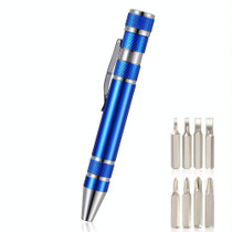 8 In 1 Multifunctional Mini Aluminum Tool Pen Screwdriver Set(Blue)