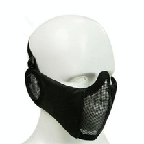 WoSporT Half Face Metal Net Field  Ear Protection Outdoor Cycling Steel Mask(Black)