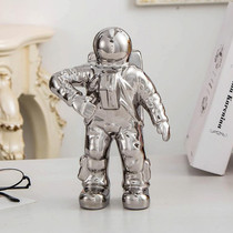 Astronaut Ceramic Model Dried Flowers Ceramic Vase for Tabletop Decor Tool, Shape:Walking(Silver)