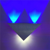 3W Aluminum Triangle Wall Lamp Home Lighting Indoor Outdoor Decoration Light, AC 85-265V(Blue Light)