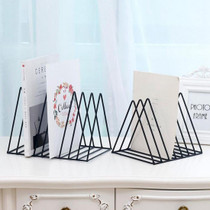 Triangle Simple Iron Metal Desktop Storage Rack Shelf File Magazine Bookend Office Rack Stationery Organizer Holder(Black)