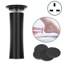 Electric Foot File Speed Adjustable Sandpaper Discs Callus Remover Pedicure Fast Remove Feet Hard Cracked Dry Dead Skin Tool, Plug Type:UK plug(Black)