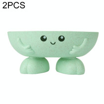 2 PCS Cartoon Soap Box With Wheat Straw(Green)