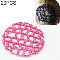 20 PCS Beautiful Diamonds Bun Cover Snood Women Hair Net Ballet Dance Skating Headwear Accessories(Magenta)