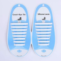 16 PCS / Set Running No Tie Shoelaces Fashion Unisex Athletic Elastic Silicone ShoeLaces(White)