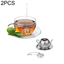 2 PCS Stainless Steel 304 Round Pot Tea Strainer Teapot-Shaped Tea Maker Tea Leak Filter Tea Ball(Stainless steel round teapot)